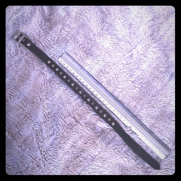 Real Leather Spiked Choker Goth Punk - Picture 2 of 3